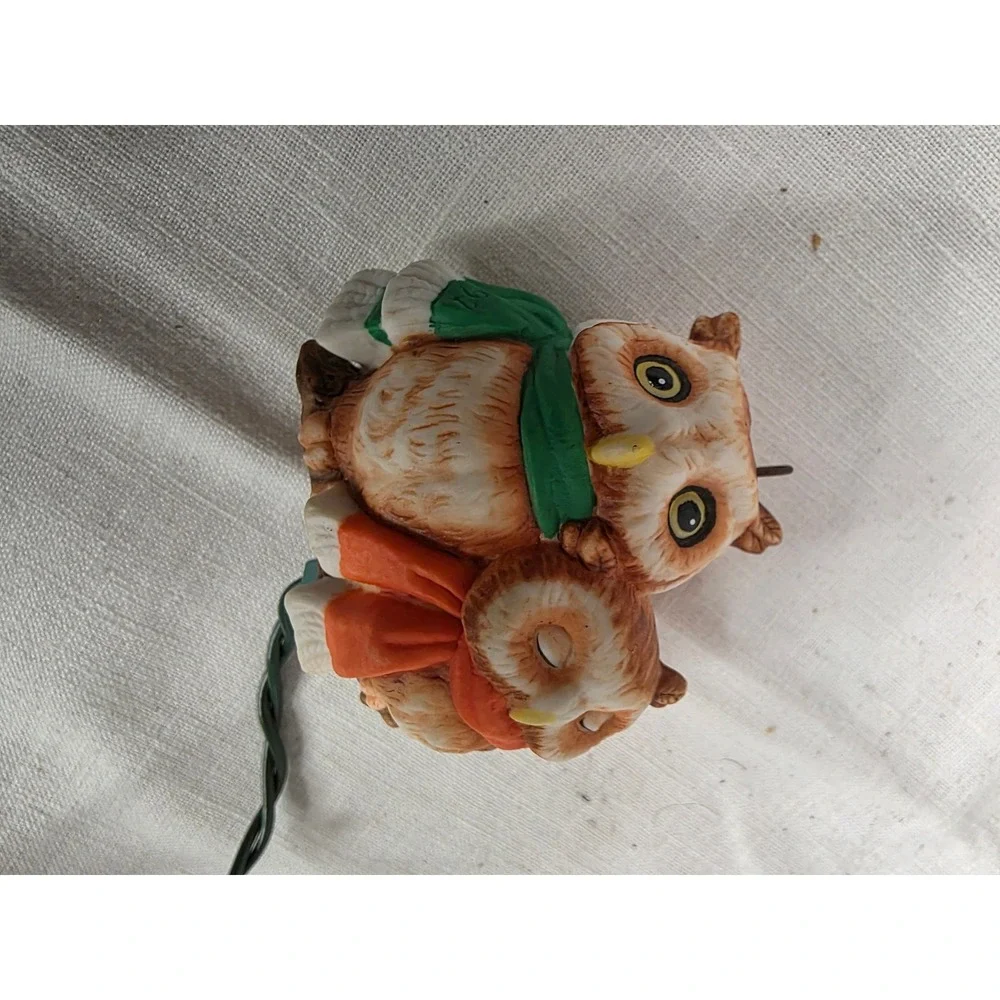 Vintage 1992 Hallmark Keepsake Watch Owls Magic Light Porcelain Ornament Boxed